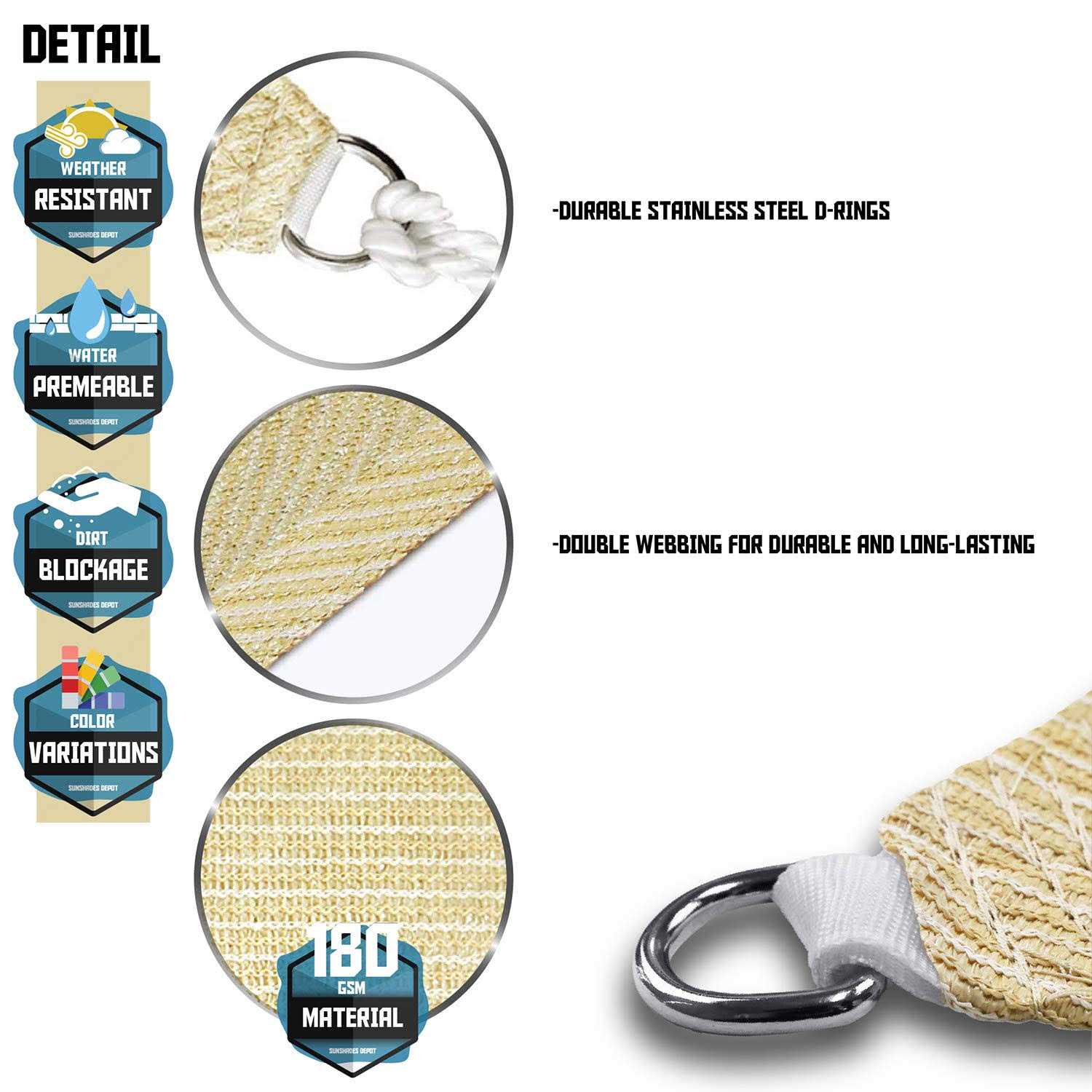 Tang Sunshades Depot Sun Shade Sail 180 Gsm Hdpe Equilateral Triangle Permeable Canopy