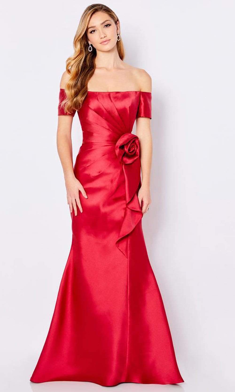 221693 Off-Shoulder Silk A-Line Mother of the Bride Dress