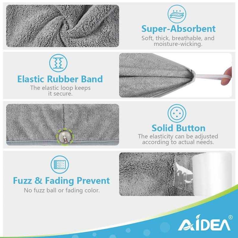 Aidea Microfiber Hair Towel Wrap for Women 3 Pack 10 inch X 26 inch