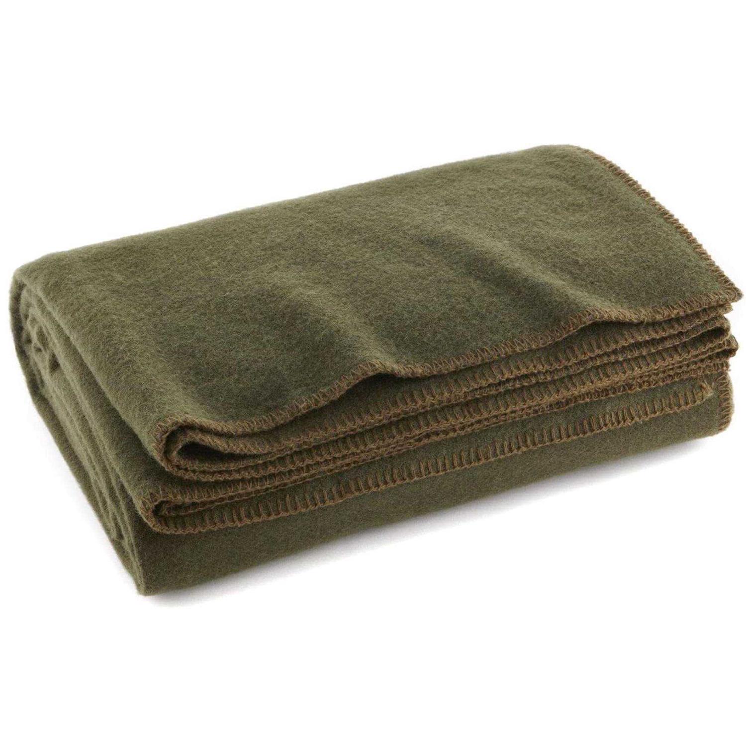 Ever Ready First Aid Olive Drab Green Warm Wool Fire Retardant Blanket