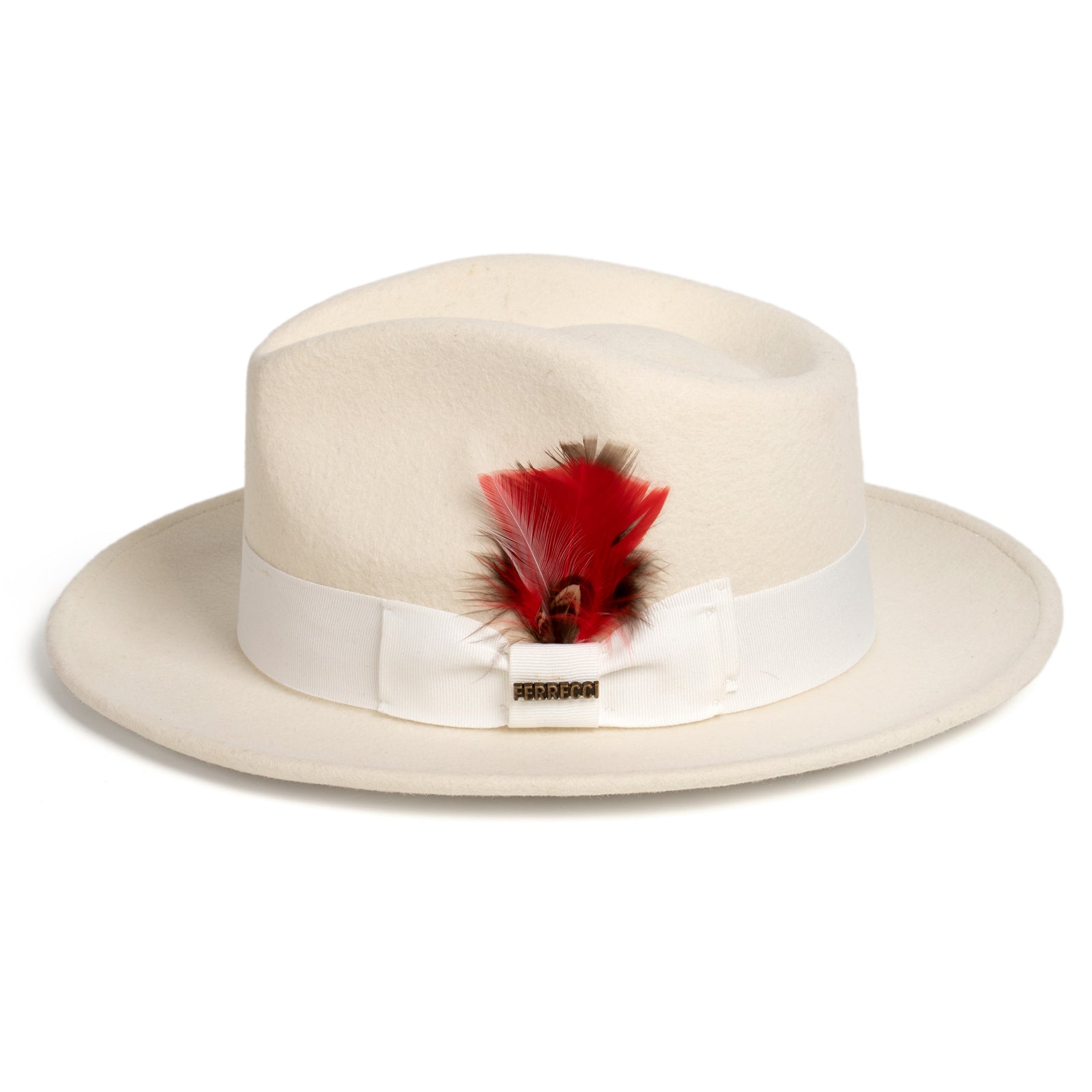 Mens Classic Wool Fedora Dress Hat in Off White