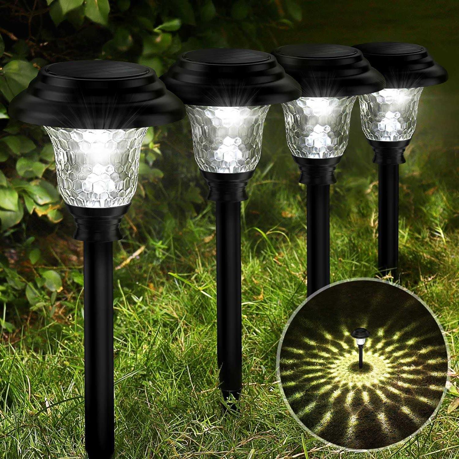 Balhvit Glass Solar Lights Outdoor Super Bright Solar Pathway Lights