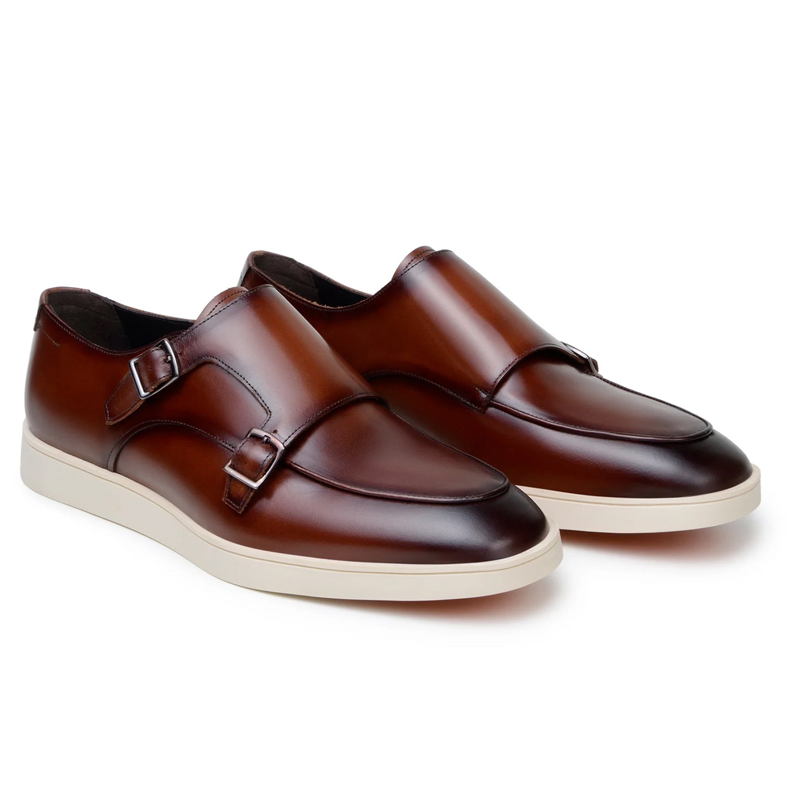 Men’s Belvedere Marcio Nappa Leather Double Monkstrap Casual Dress Shoe in Cognac