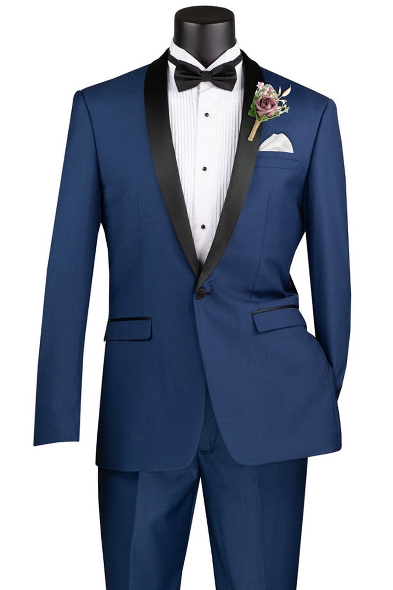 Men’s Slim Fit Shawl Collar Tuxedo in Blue