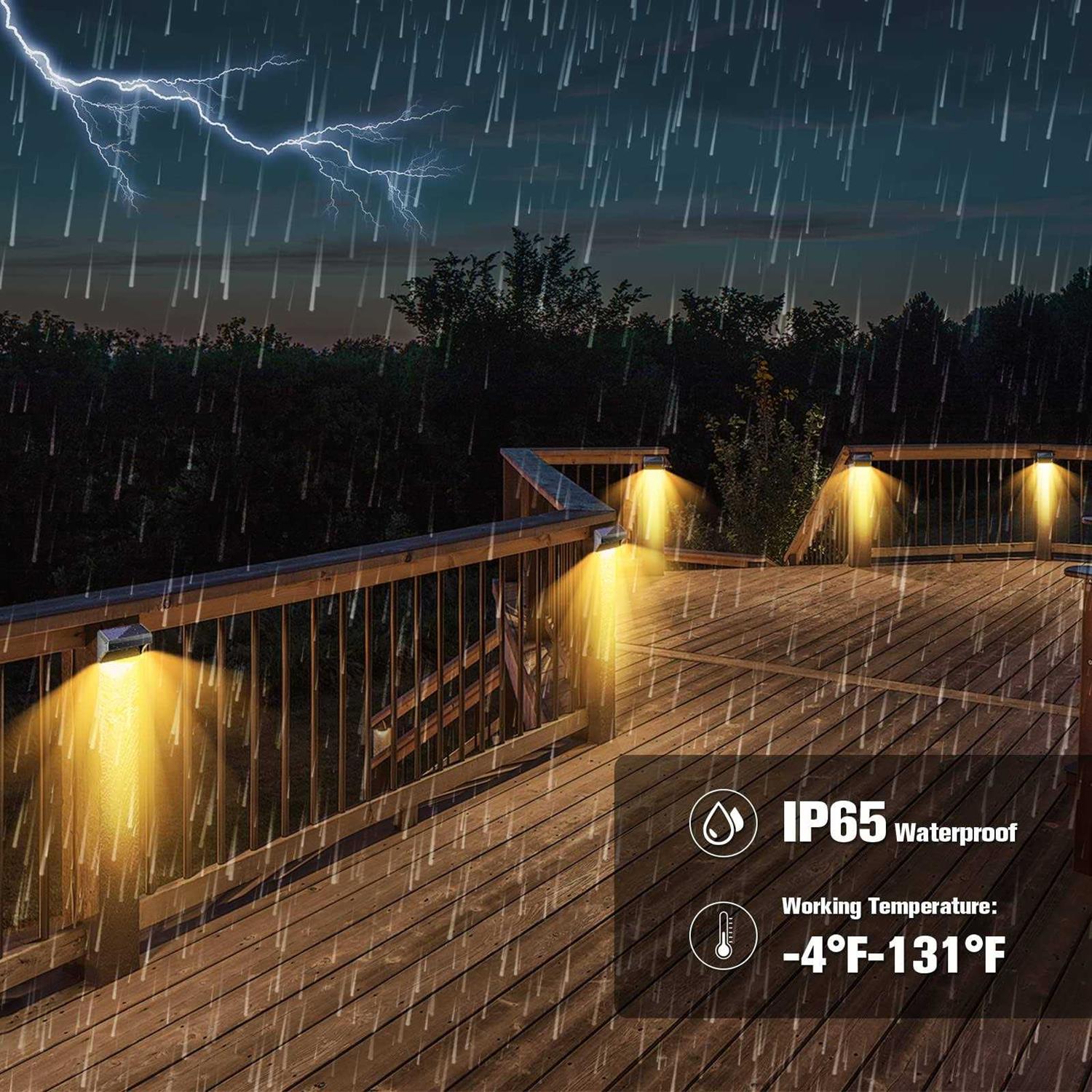 Bridika Solar Fence Lights Fence Lights Fence Solar Lights Outdoor Waterproof Warm White & Color glow LED Solar Lights for Backyard