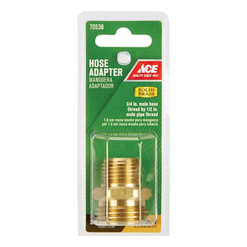 Ace 3/4 in. MHT x 1/2 in. MPT Brass Hose Adapter Double Male Threaded