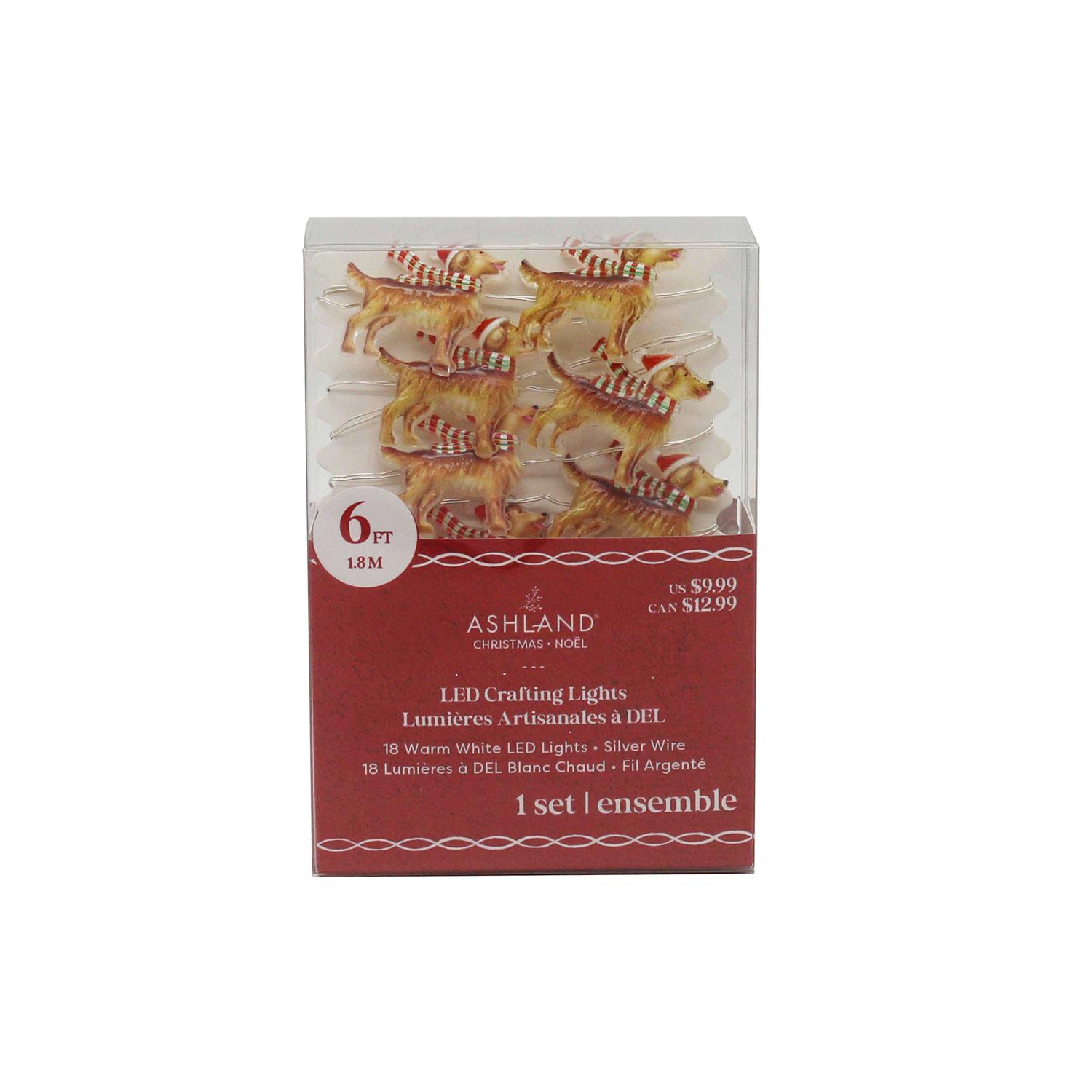 18ct. Warm White Dog LED Crafting Lights with Silver Wire by Ashland