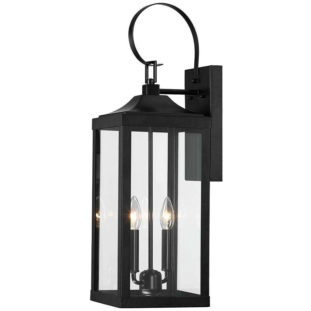 True Fine Jefferson 2-Light 25.7 in. Black Large Outdoor Wall Lantern Sconce Light TD40021OT