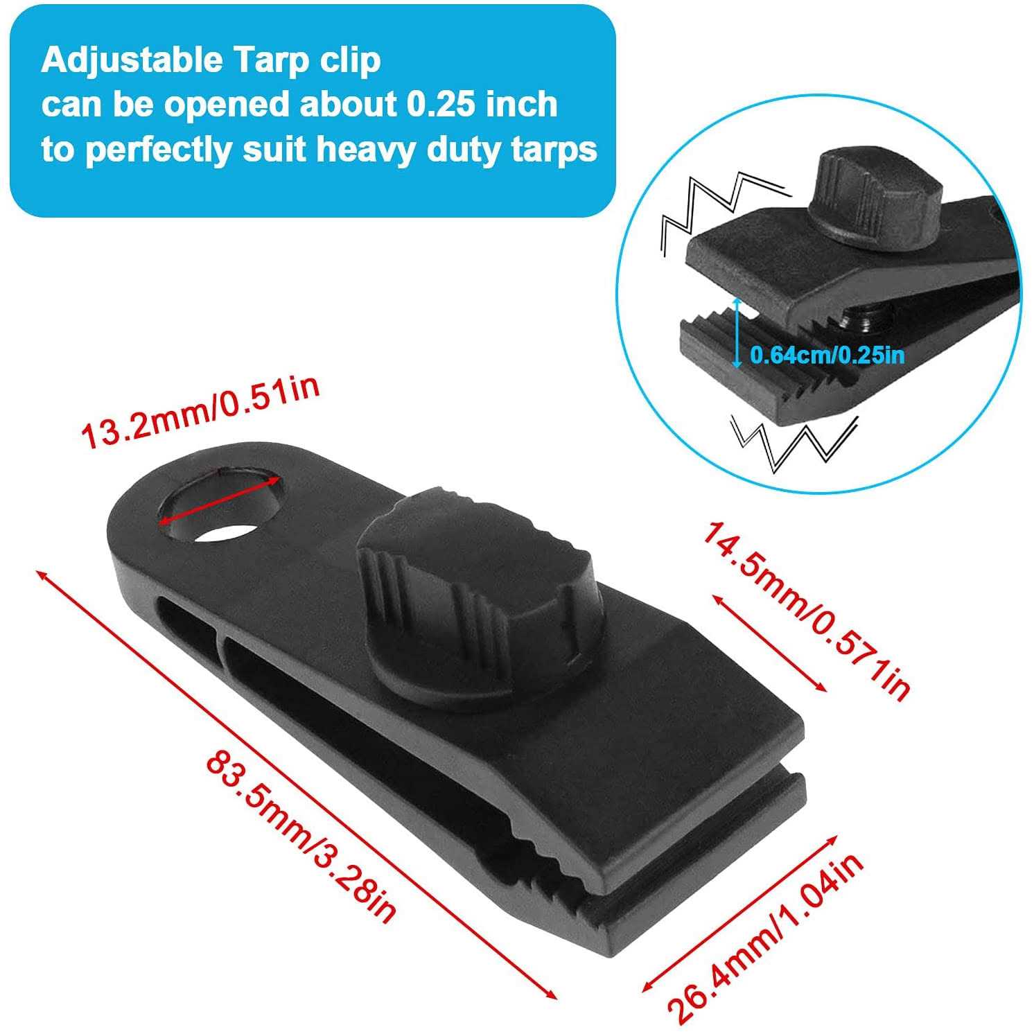 Tarp Clips Heavy Duty Lock Grip Clamps Thumb Screw Tent Clip Secures Tarps Awning Clamp Set for Camping Tarps Awnings Caravan Canopies Car Covers