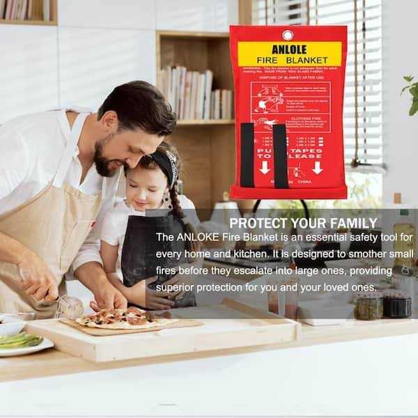 Etokfoks Fiberglass Emergency Fire Blankets for Home and Kitchen 47 in. x 47 in. Retardant Fabric