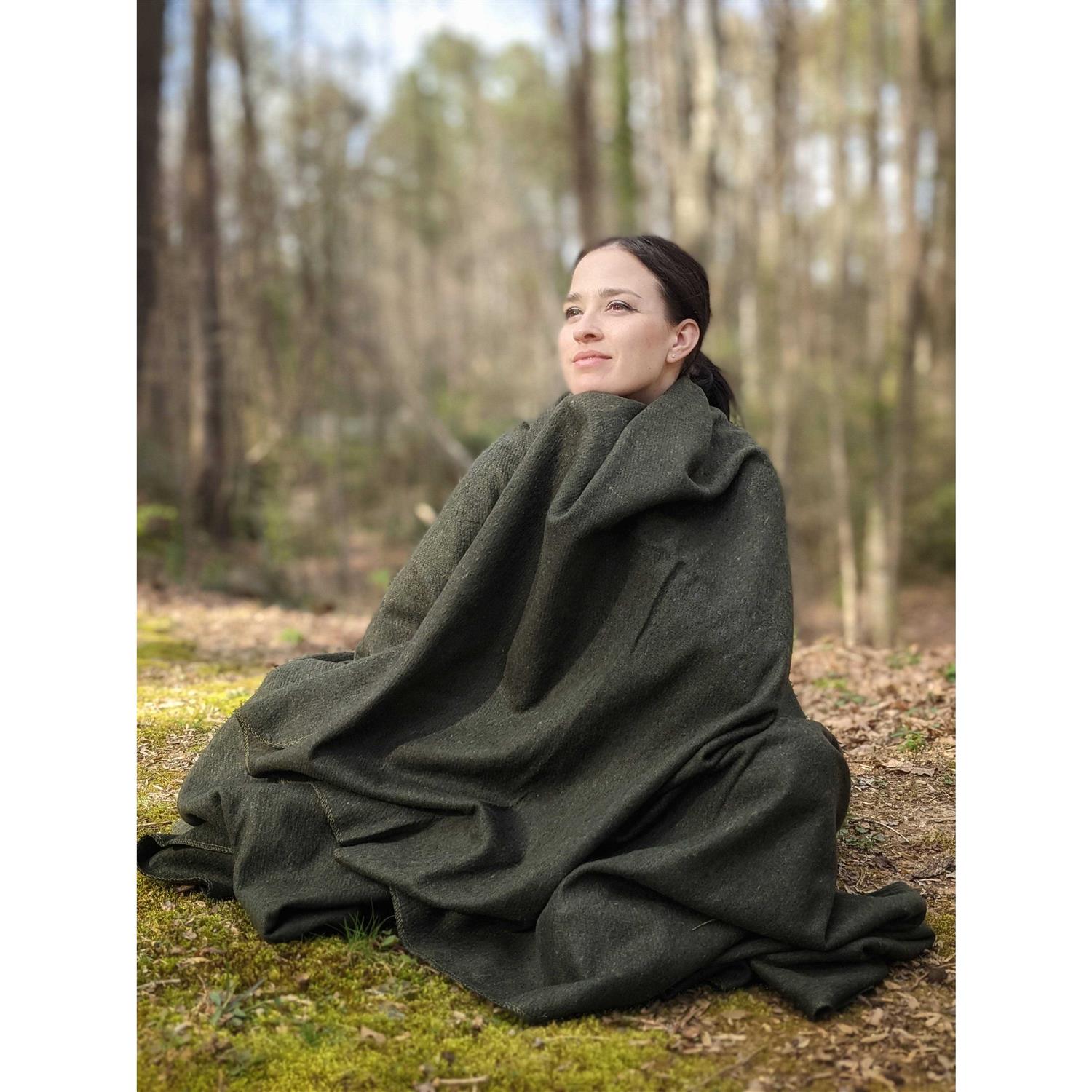 Ever Ready First Aid Olive Drab Green Warm Wool Fire Retardant Blanket