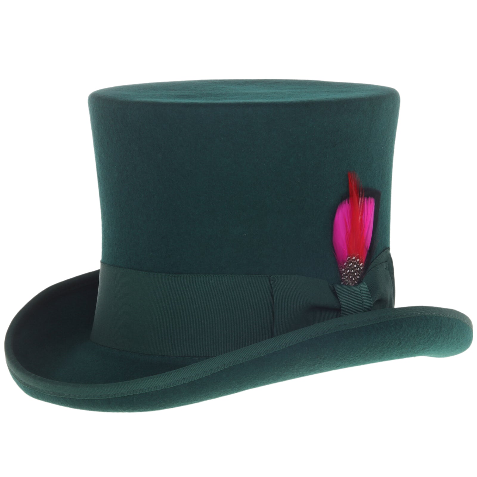 Men’s Tall 100% Wool Dress Top Hat in Hunter Green