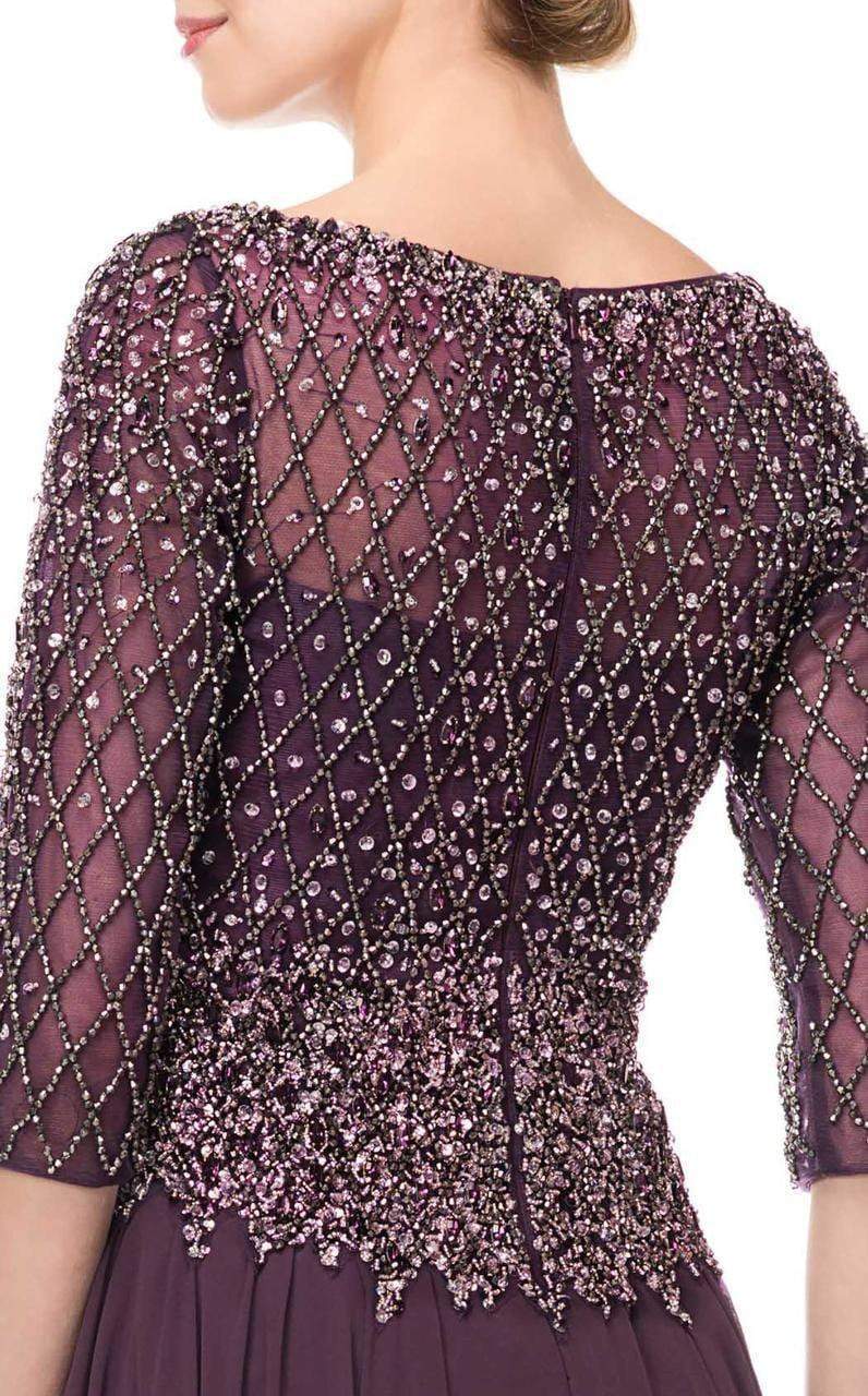 M165 Illusion Lattice Motif A-Line Gown