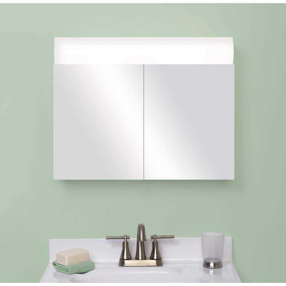 Zenith Zenna Home Frameless 23.25 in. W. x 18.63 in. H. x 5.88 in. D. Bi-View Surface Mounted Lighted Medicine Cabinet