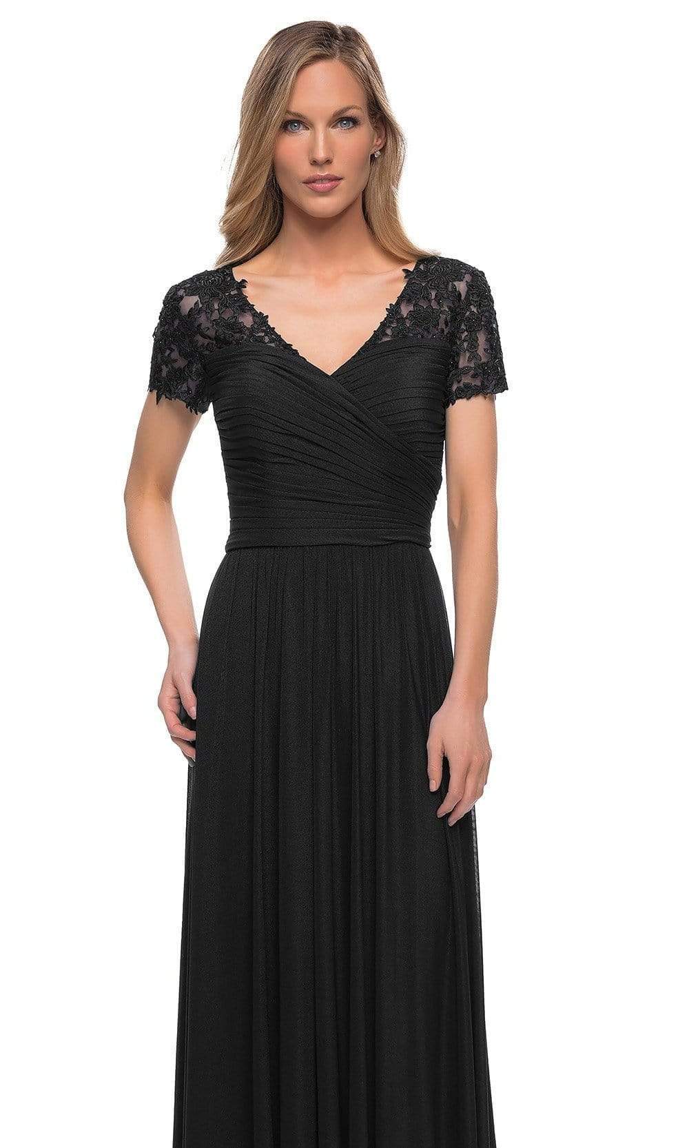 29772 V-Neck Ruched Evening Dress