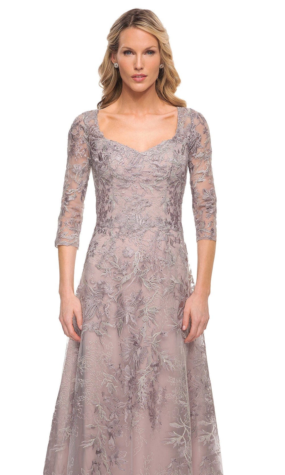 Embroidered Sheer Mother of the Groom Sheath Dress