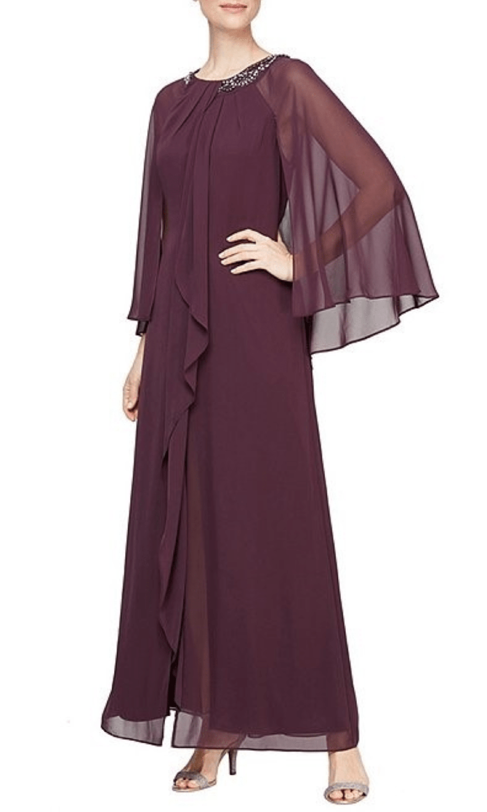 Capelet Sleeve Evening Dress
