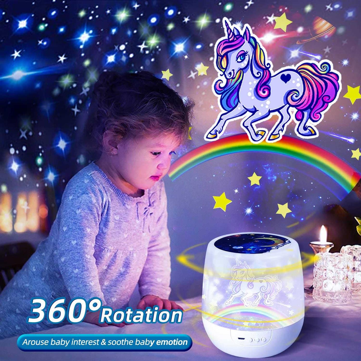 Unicorn Star Night Light Projector for Kid Kids Constellation Galaxy Projector,Boys Girls USB Night Light,360 Degree Rotating Nebula Starry Sky