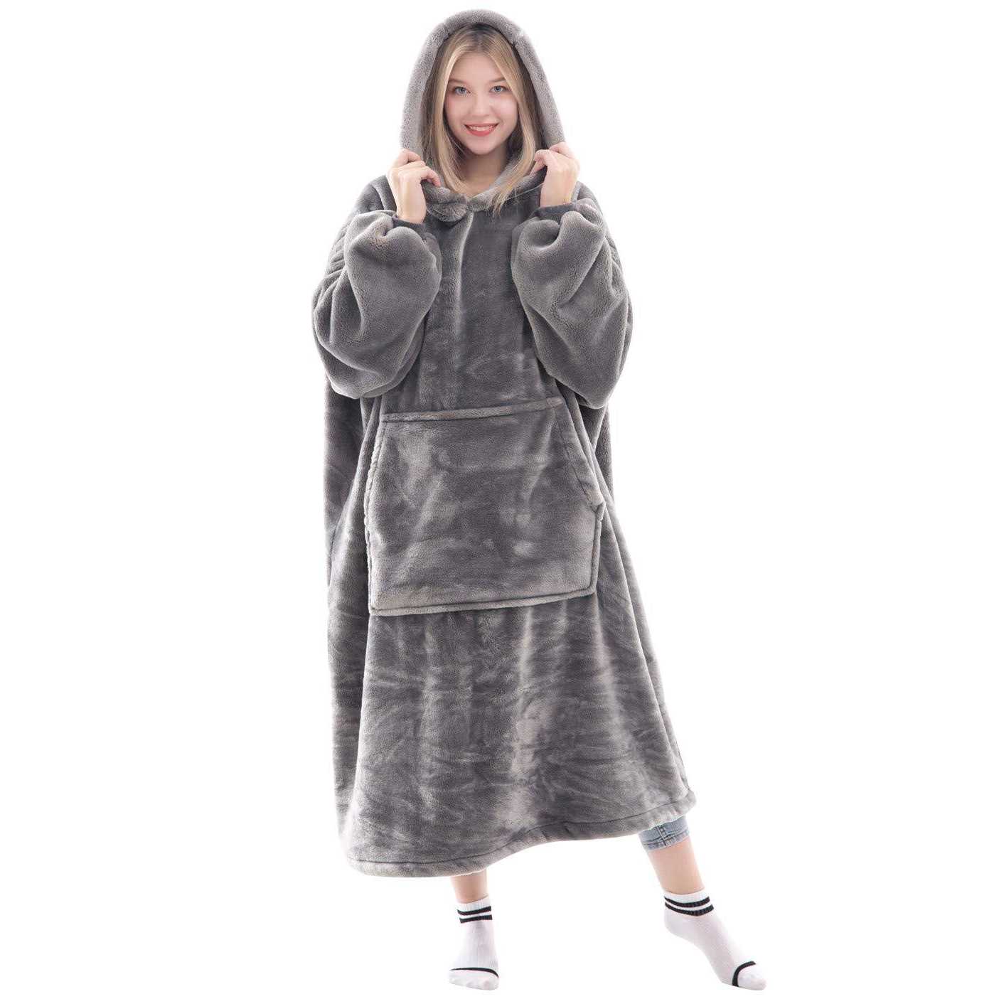 Waitu Wearable Blanket Sweatshirt Gifts for Women and Men, Super Warm and Cozy Giant Blanket Hoodie, Thick Flannel Blanket with Sleeves and Giant