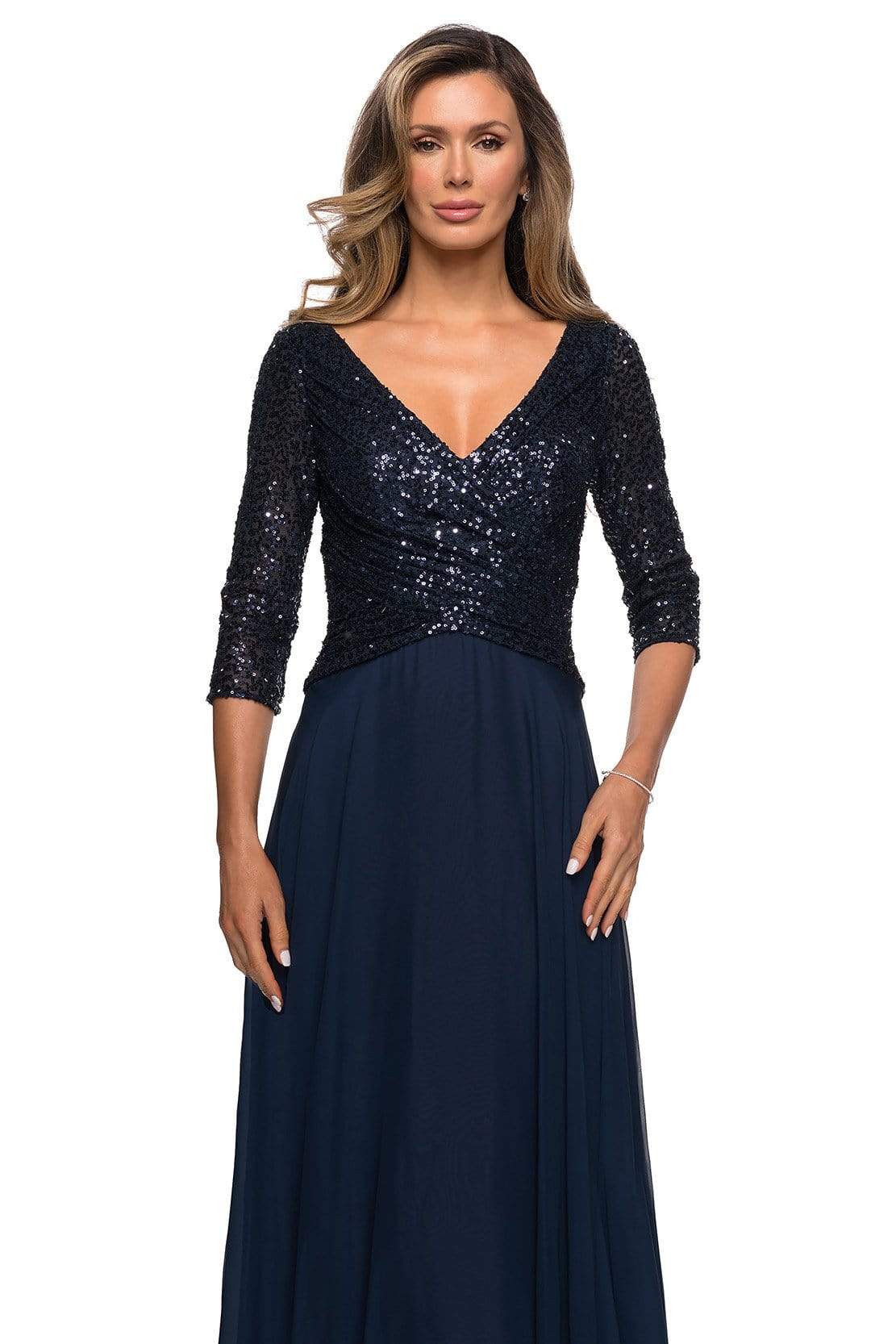 27998 V-Neck A-Line Mother of the Groom Long Gown