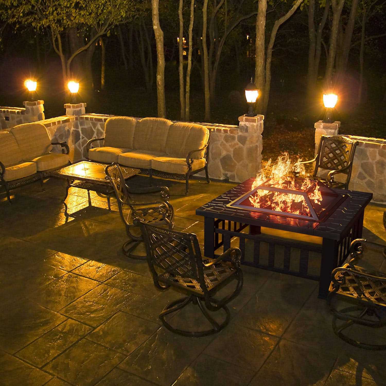 Vineego 32-in W Black Stainless Steel Wood-Burning Fire Pit LS-FPA