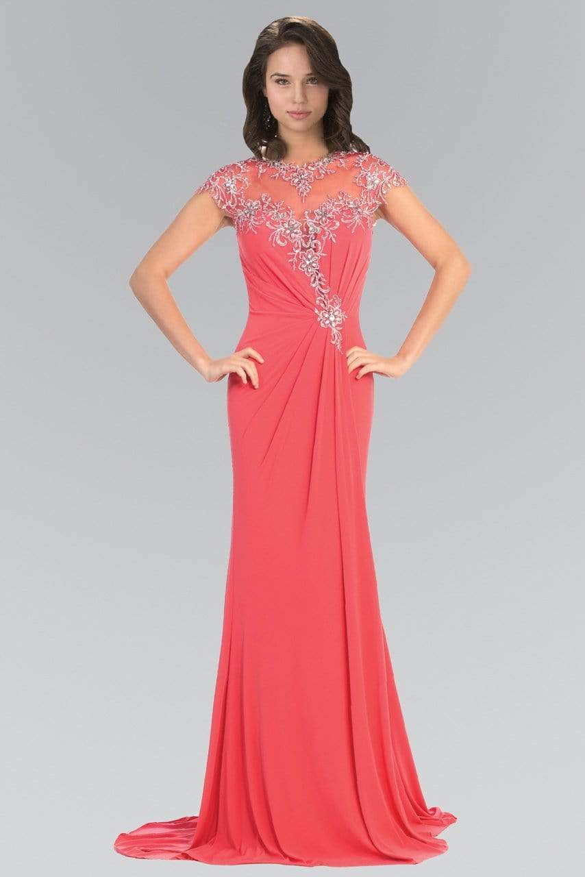GL2011 Jeweled Illusion Jewel Neck Dress