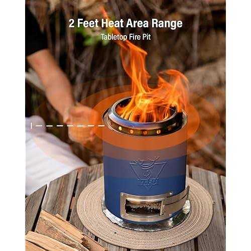 YEFU Tabletop Fire Pit 9.7 x 7.1 Camping Stove for Outdoor & Patio, Fueled by Pellets or Wood