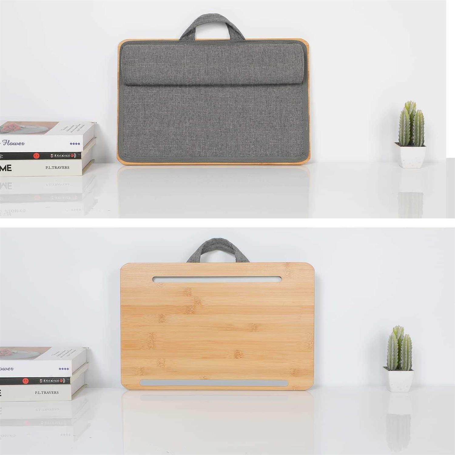 SUMISKY Laptop Lap Desk with Cushion Protable Laptop Desk with Handle Phone Holder and Bamboo Laptop Stand