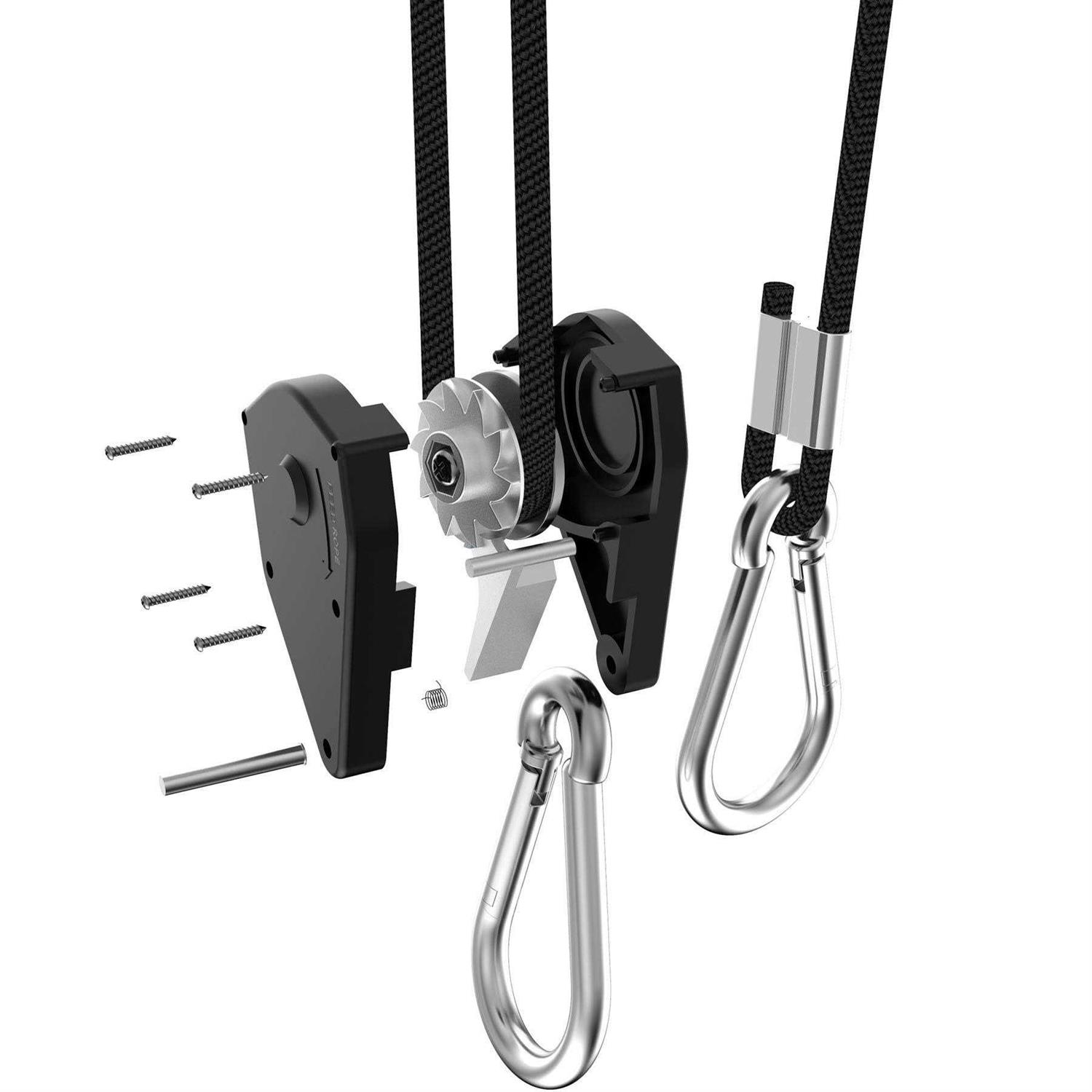 vanleno 6 Pairs 1/8 inch Adjustable Heavy Duty Rope Hanger Reinforced Metal Internal Gears Ratchets foe Growing Light Fixtures