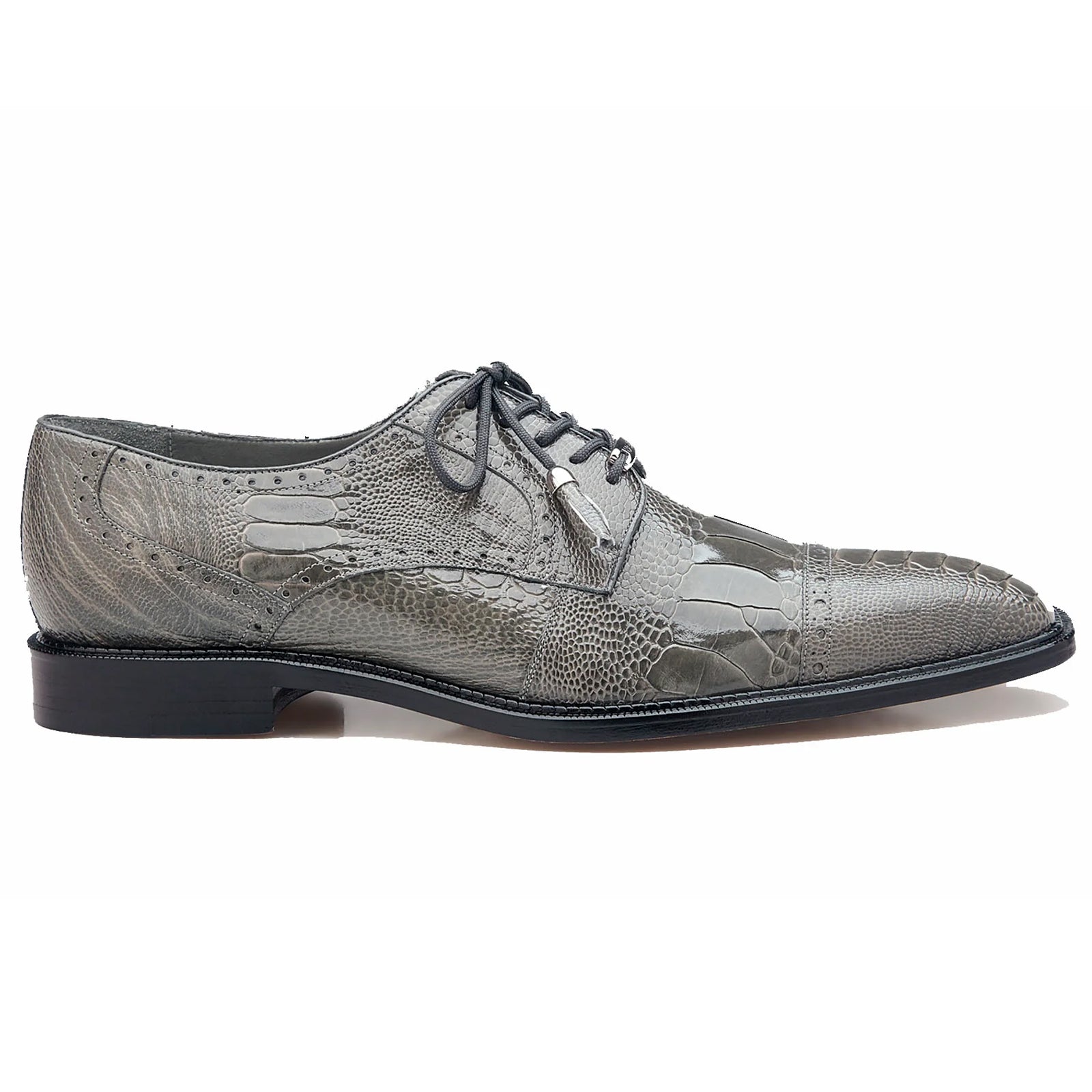 Men’s Belvedere Batta Cap Toe Ostrich Dress Shoe in Grey