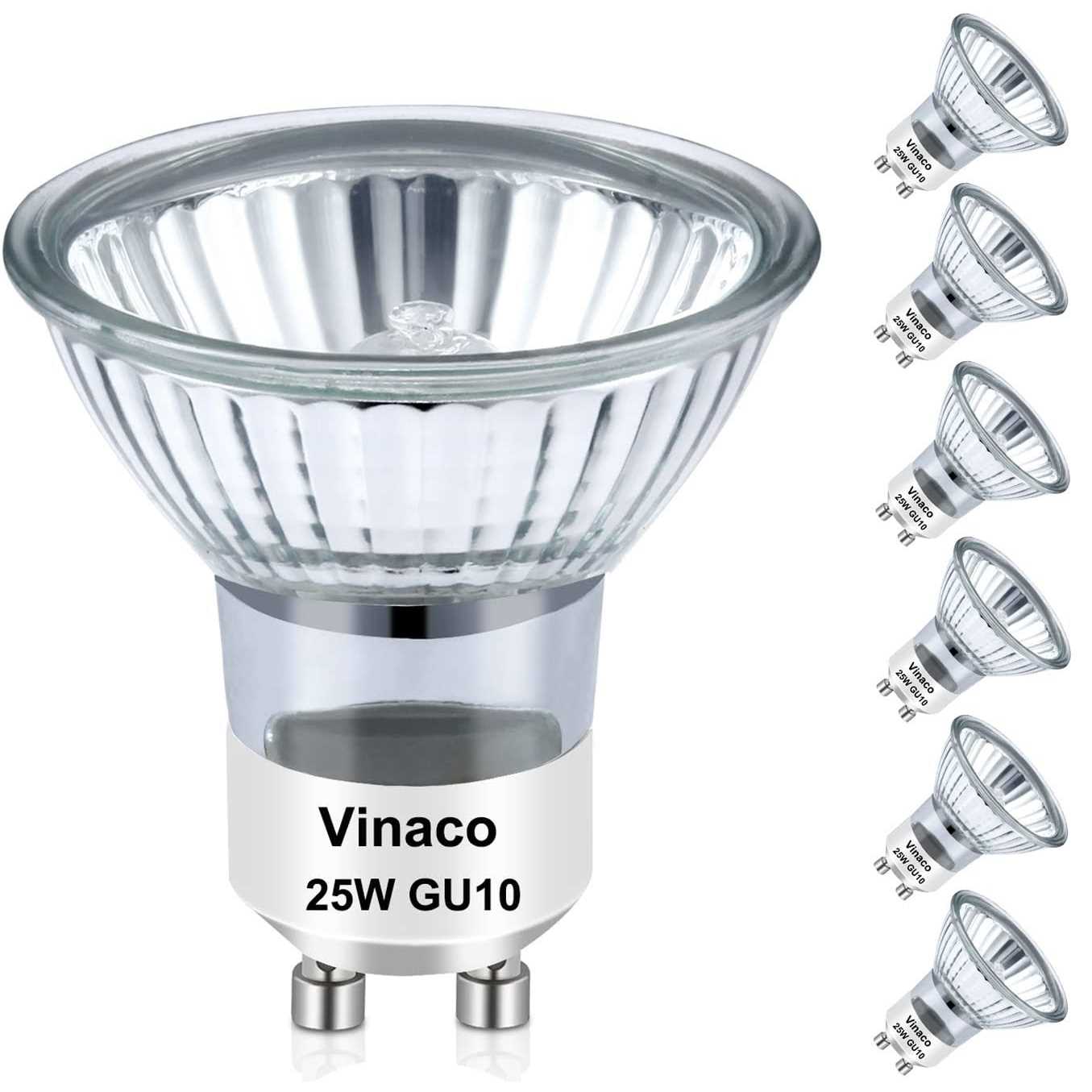Vinaco GU10 Bulb 25w 120v 6 Pack Long Lifespan MR16 GU10 Halogen Bulb