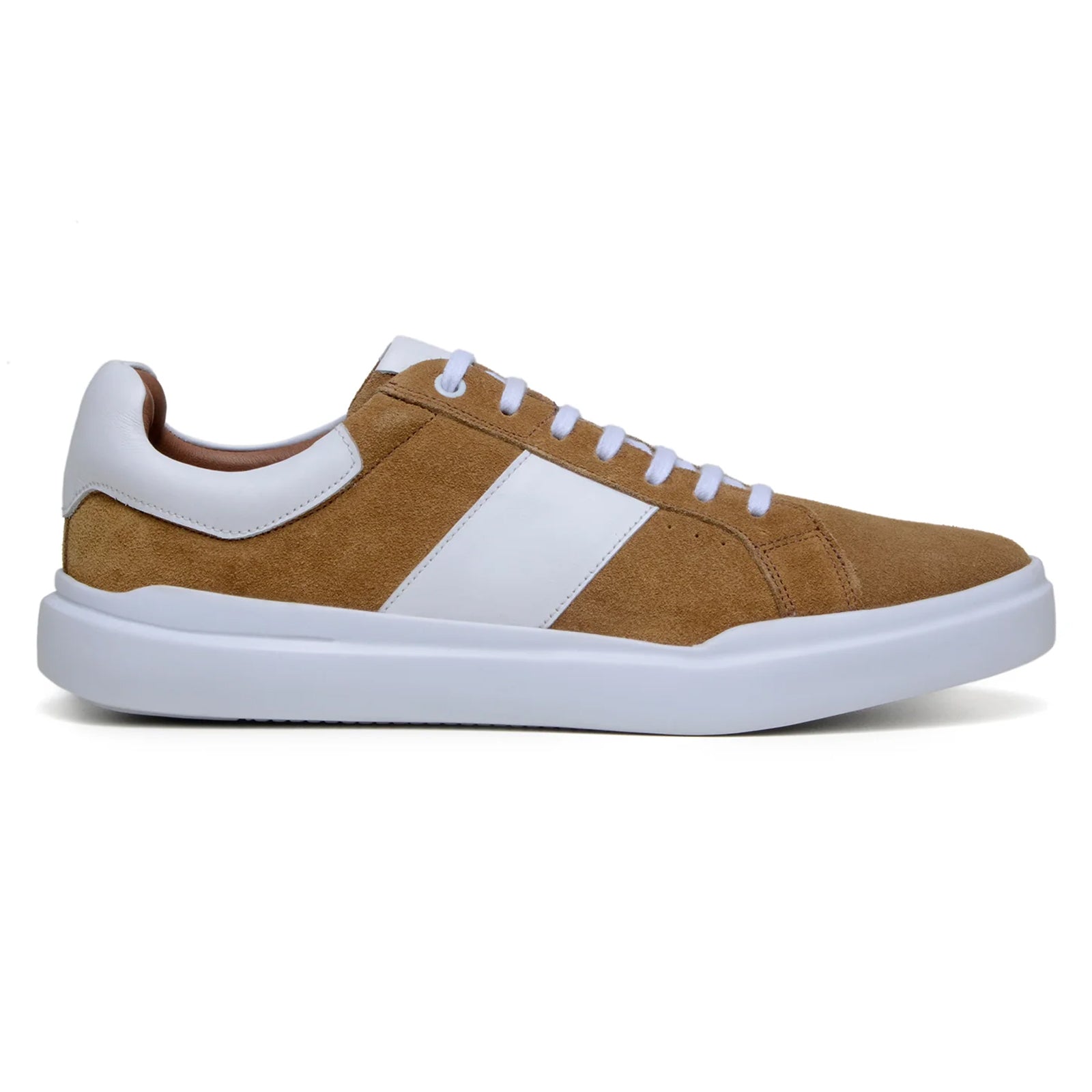 Men’s Belvedere Olivier Suede Tennis Shoe in Tan & White
