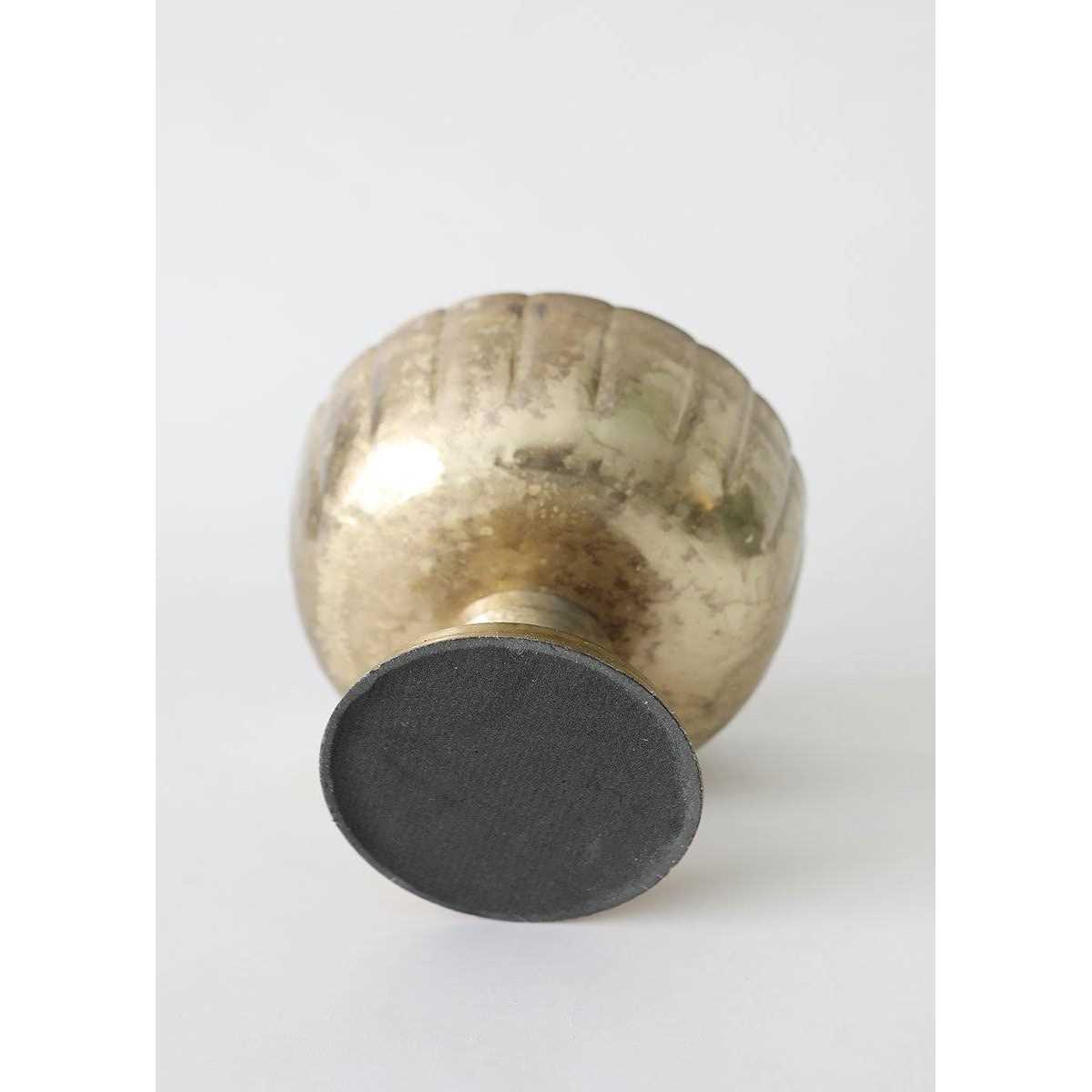 Afloral Distressed Gold Metal Compote Bowl