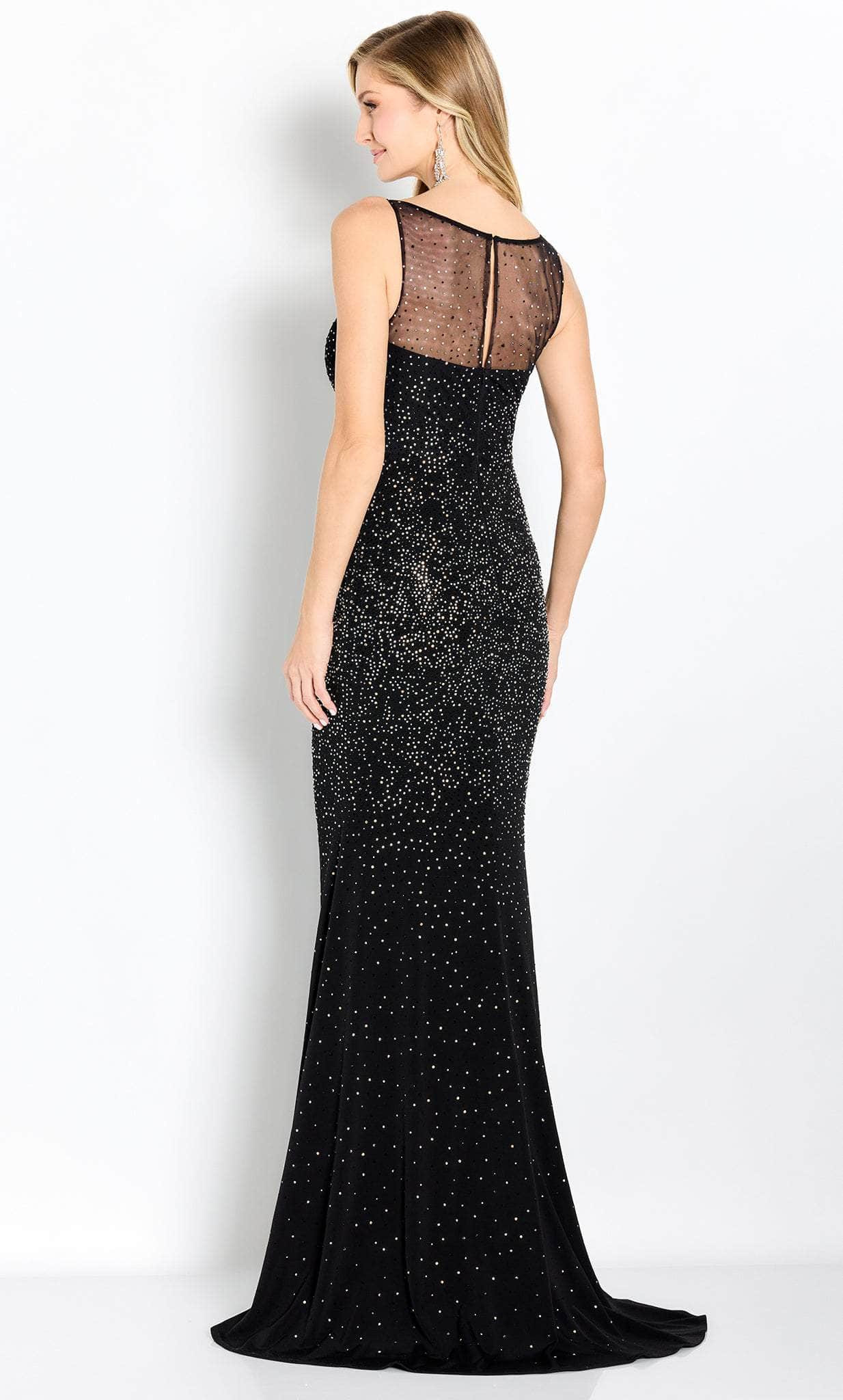 Beaded Illusion Bateau Evening Gown
