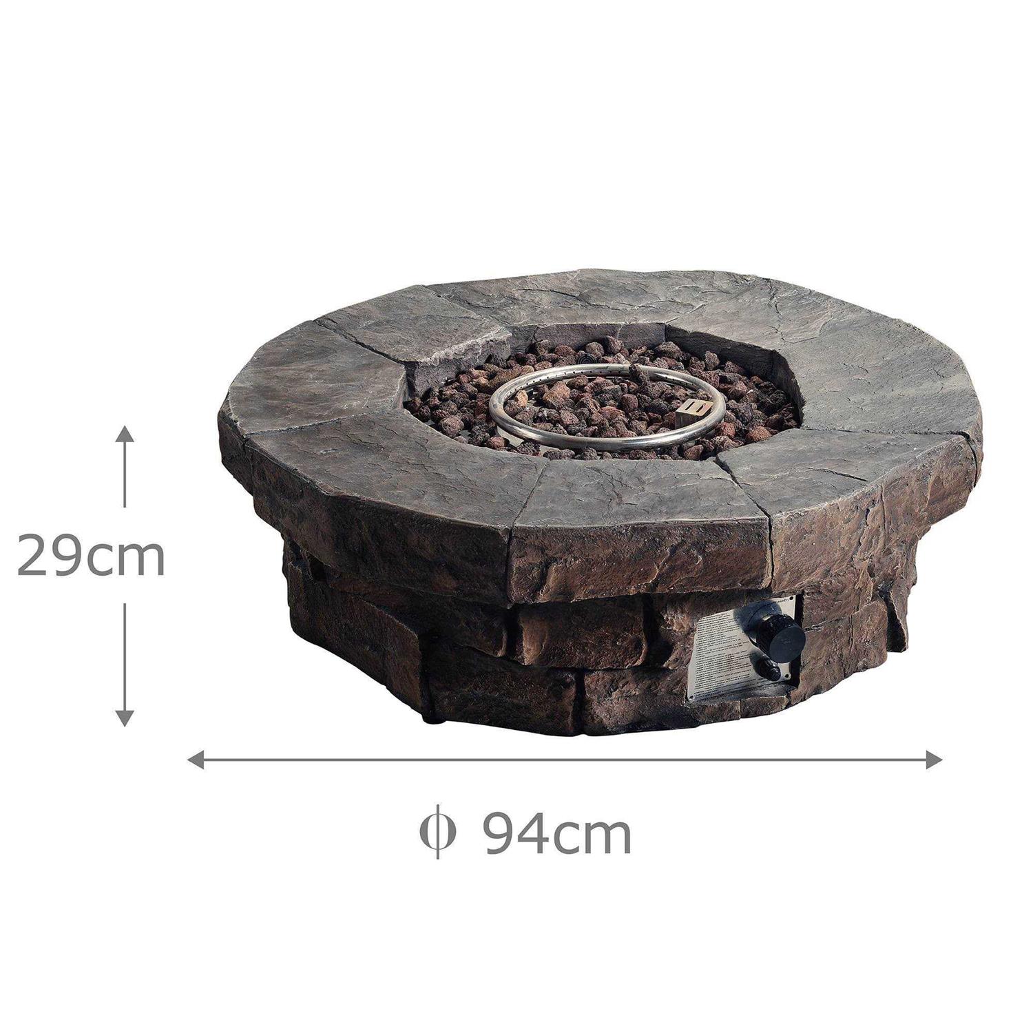 Teamson Home Outdoor Round Stone Look Propane Gas Fire Pit
