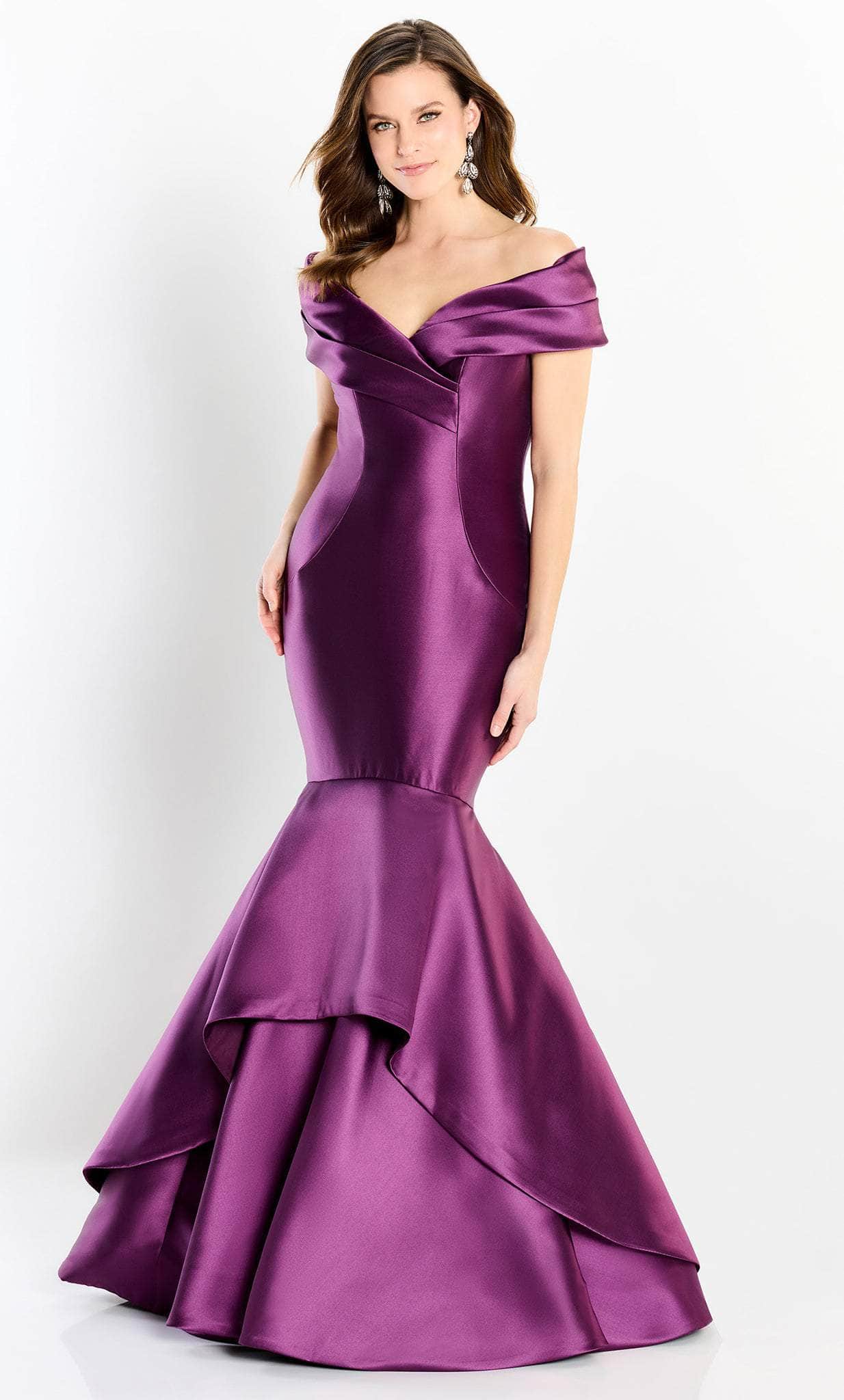 Off Shoulder Satin Mermaid Gown