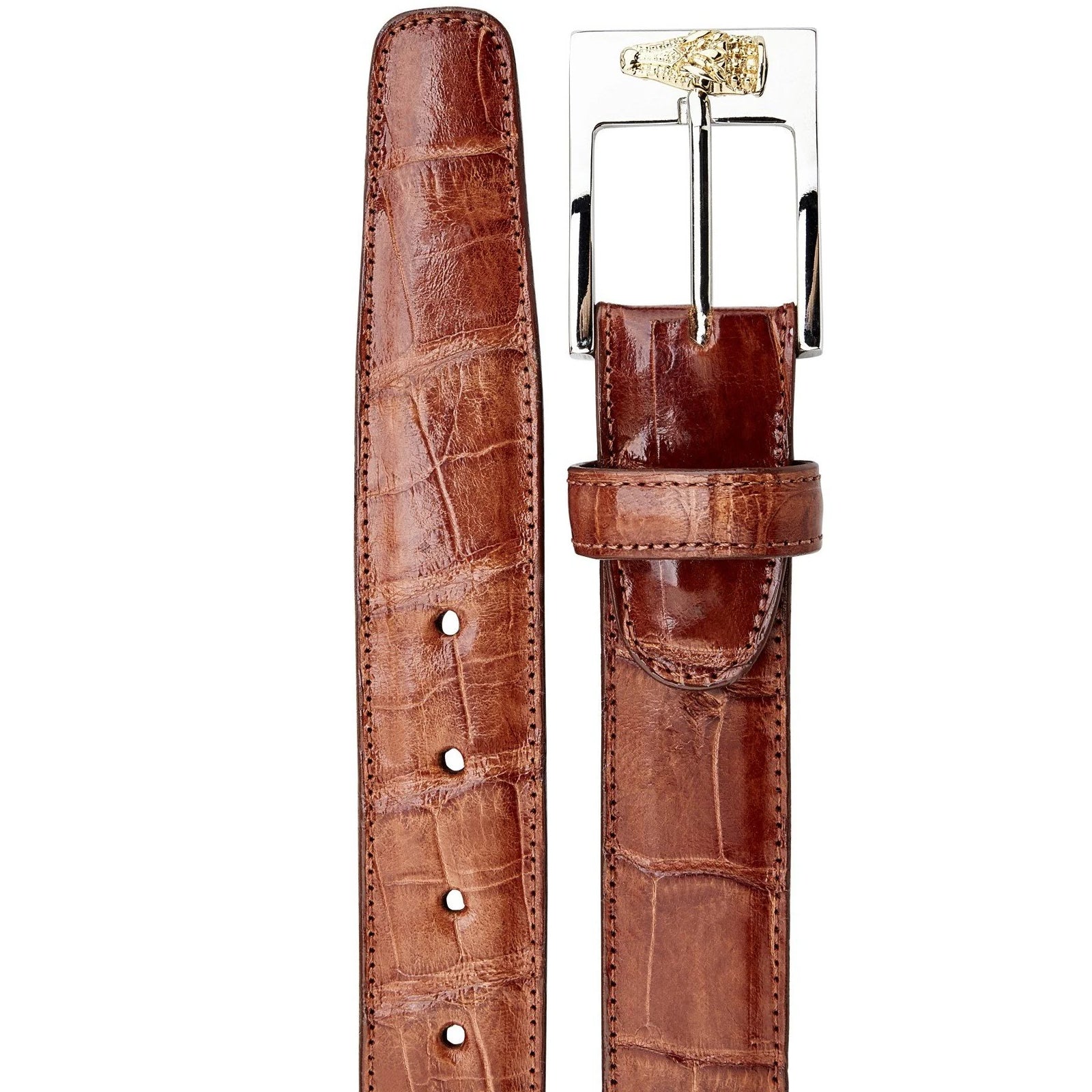Men’s Belvedere Genuine American Alligator Dress Belt in Brown