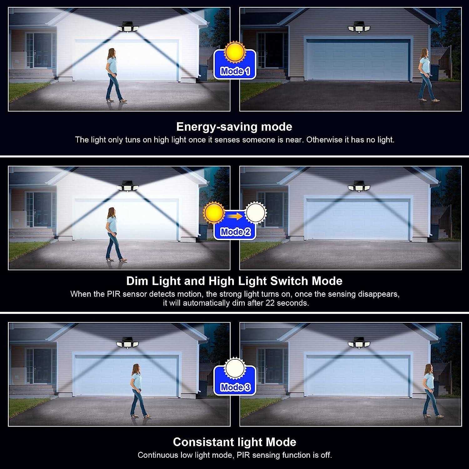 wwimy Solar Lights Outdoor 210 LED 2500LM Motion Sensor with Remote Control