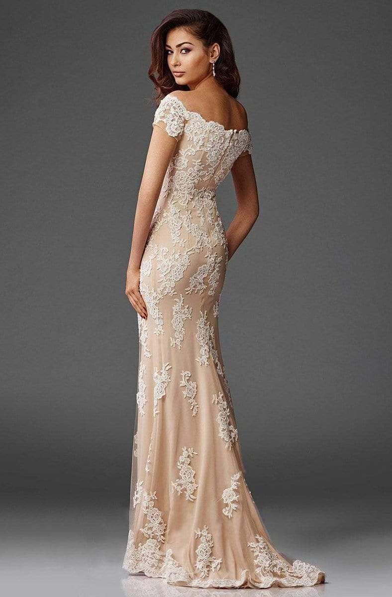 M6417 Romantic Lace Bateau Evening Gown