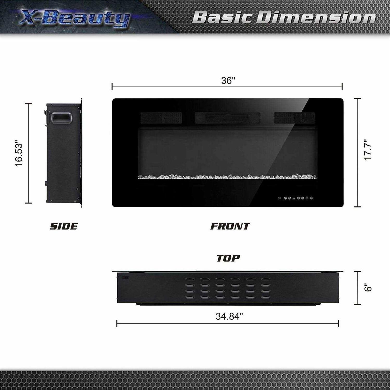 Xbeauty 50 Electric Fireplace in-Wall Recessed and Wall Mounted 1500w Fireplace Heater