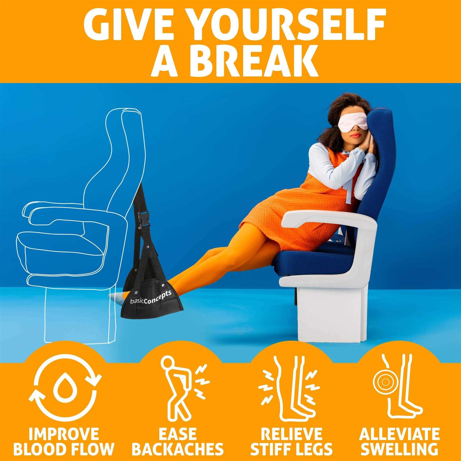 Basic Concepts Airplane Foot Hammock Perfect Airplane Footrest to Relax Your Feet