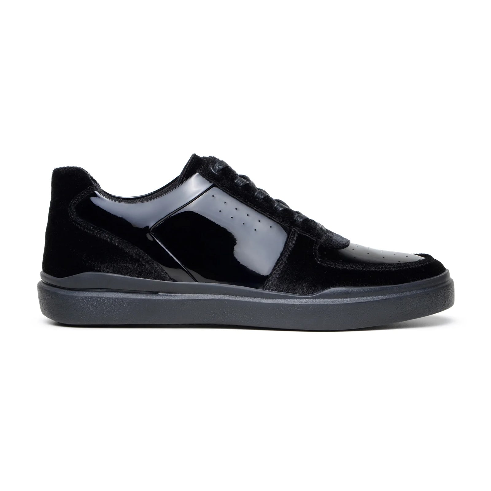 Men’s Belvedere Edmound Velvet & Patent Leather Tuxedo Dress Sneaker in Black
