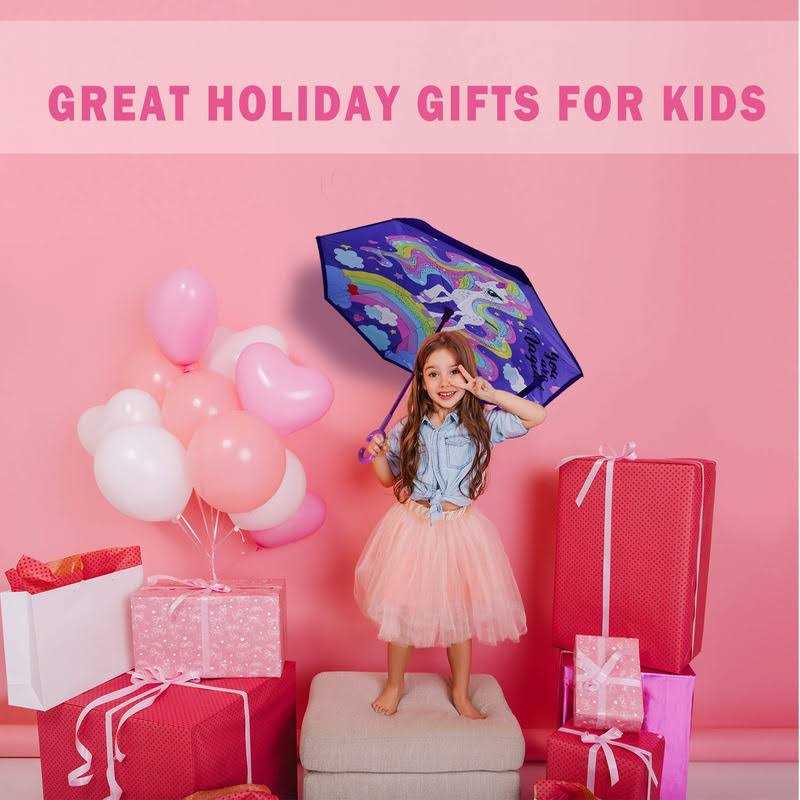 MRTLLOA 40 Inch Kids Windproof Inverted Reverse Umbrella with UV Protection, C-Shaped Handle Double Layer Stick Rain Umbrella for Boys and Girls