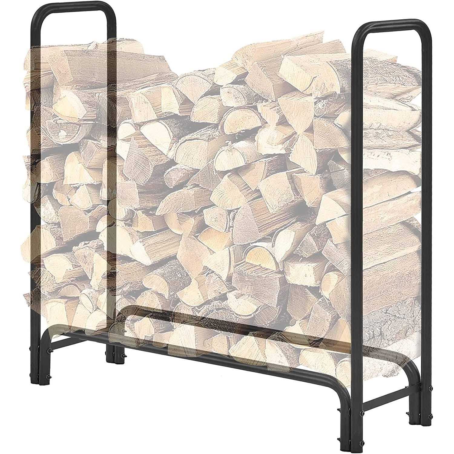 TMEE Firewood Rack Outdoor Heavy Duty Log Rack Firewood Storage Rack Holder Steel Tubular Easy Assemble Fire Wood Rack for Patio Kindling Logs