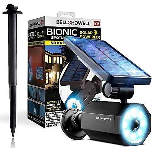 Bell+Howell Bionic Spotlight Original LED Solar Outdoor Lights with Motion Sensor Super Bright Outdoor Solar Lights Waterproof Landscape Lighting