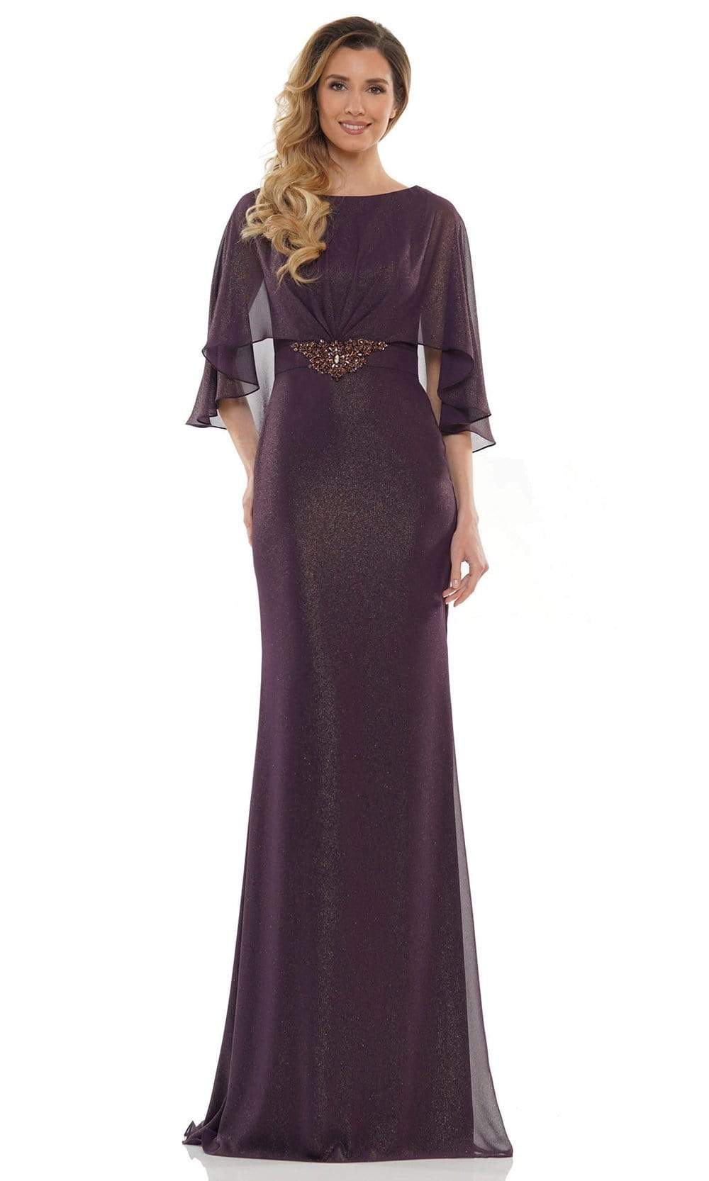 MV1130 Glittered Fabric Poncho Sheath Gown