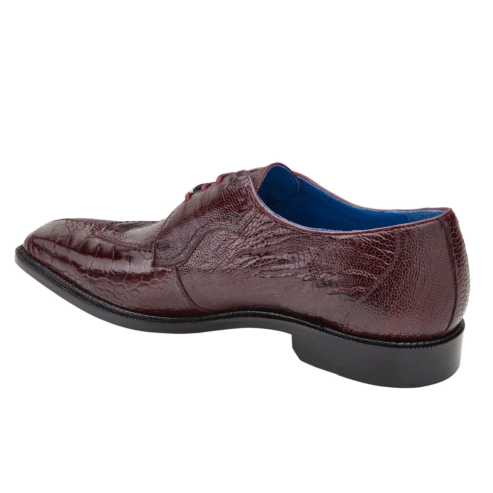Men’s Belvedere Siena Ostrich Leg Moc Toe Dress Shoe in Burgundy