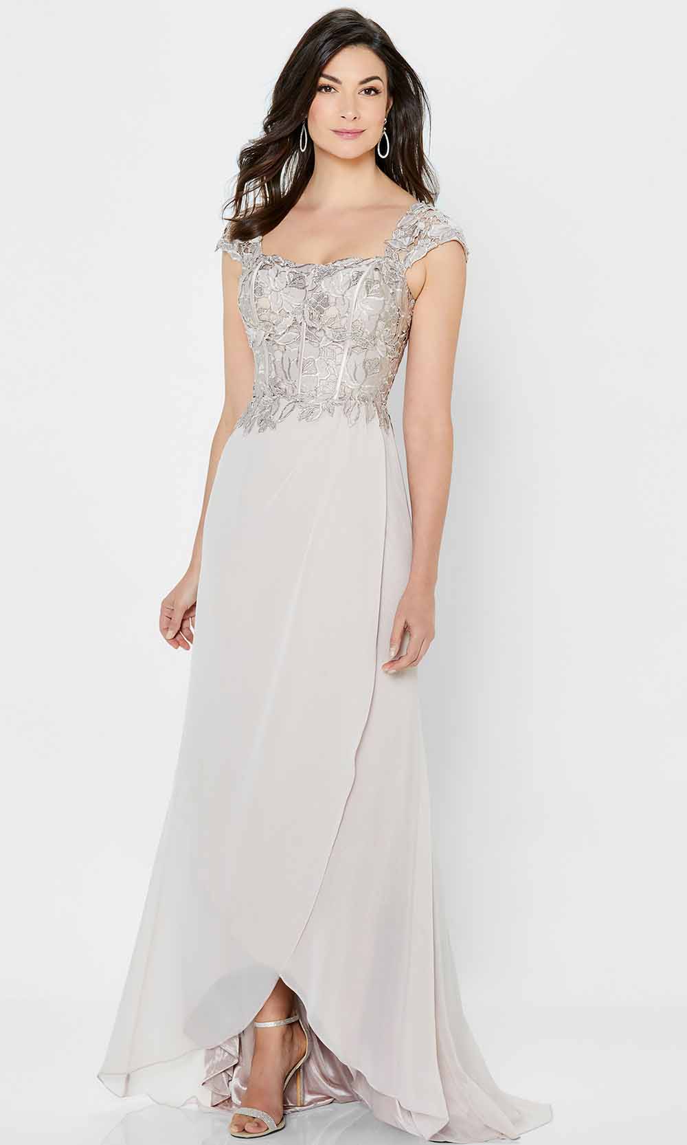 Embroidered Crepe Tulip Mother of the Bride Dress