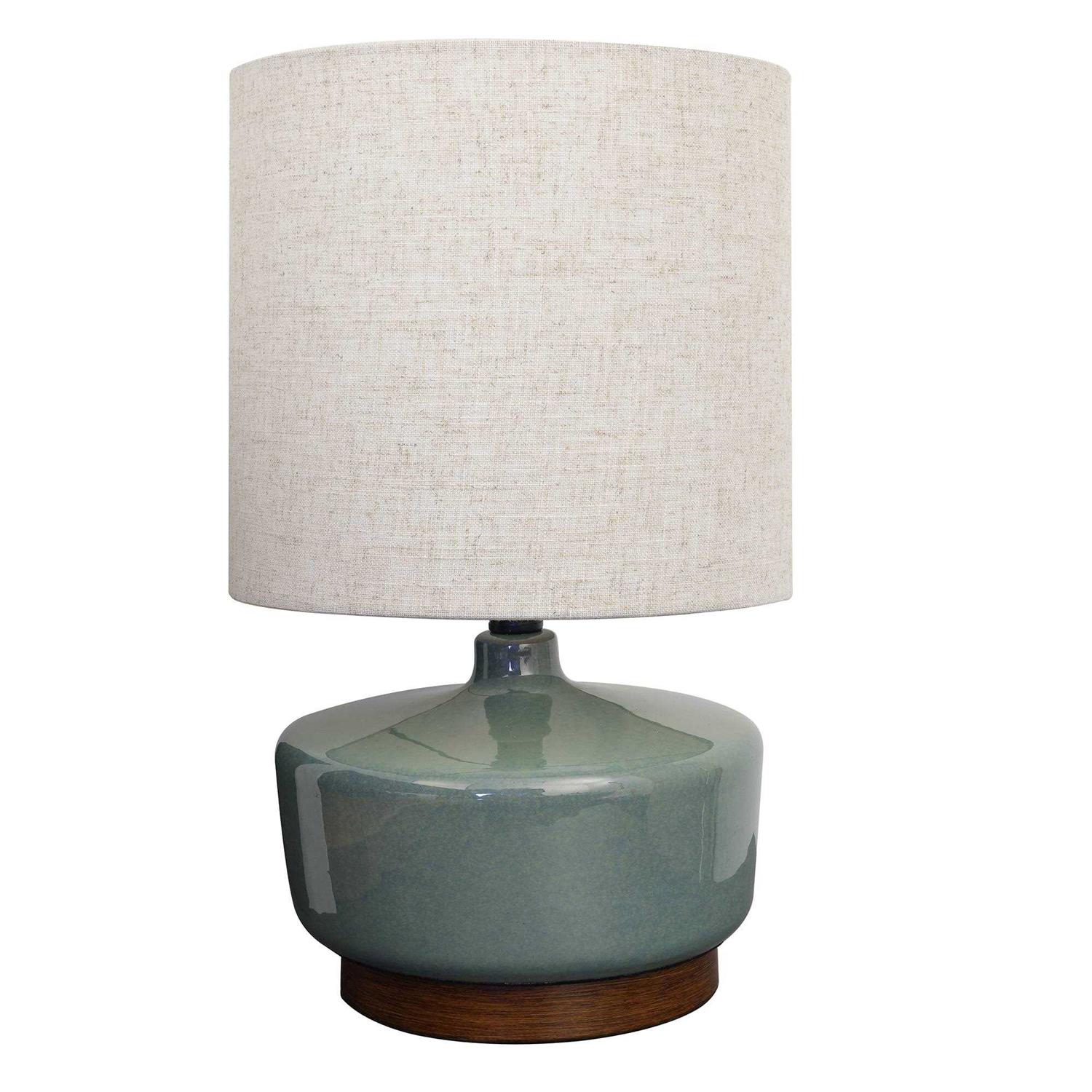 Better Homes & Gardens Modern Mid-Century Ceramic Table Lamp with Wood Base