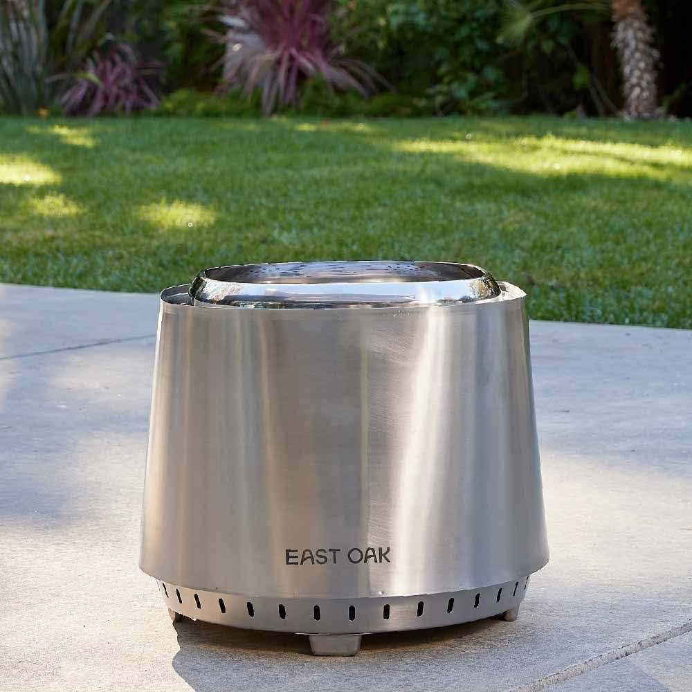 East OAK Fire Pit Smokeless 21&” for Outside Patio 304 Stainless Steel Wood Burning Fireplaces